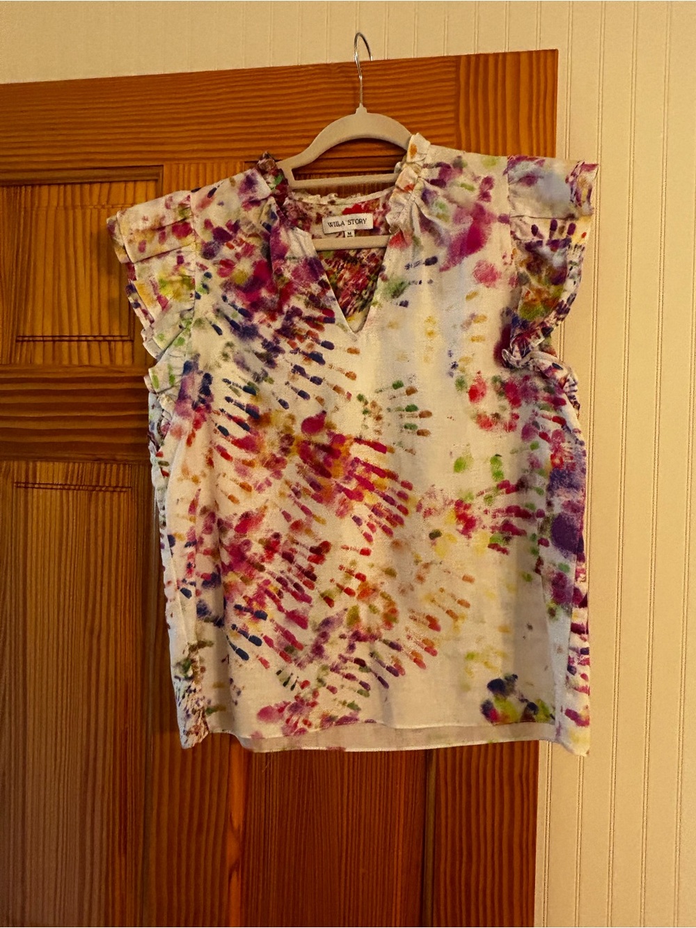 Willa Story Multi-Color Tie-Dye Ruffle Sleeve Top
